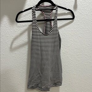 Lululemon Athletica Black and White Striped Tank Top